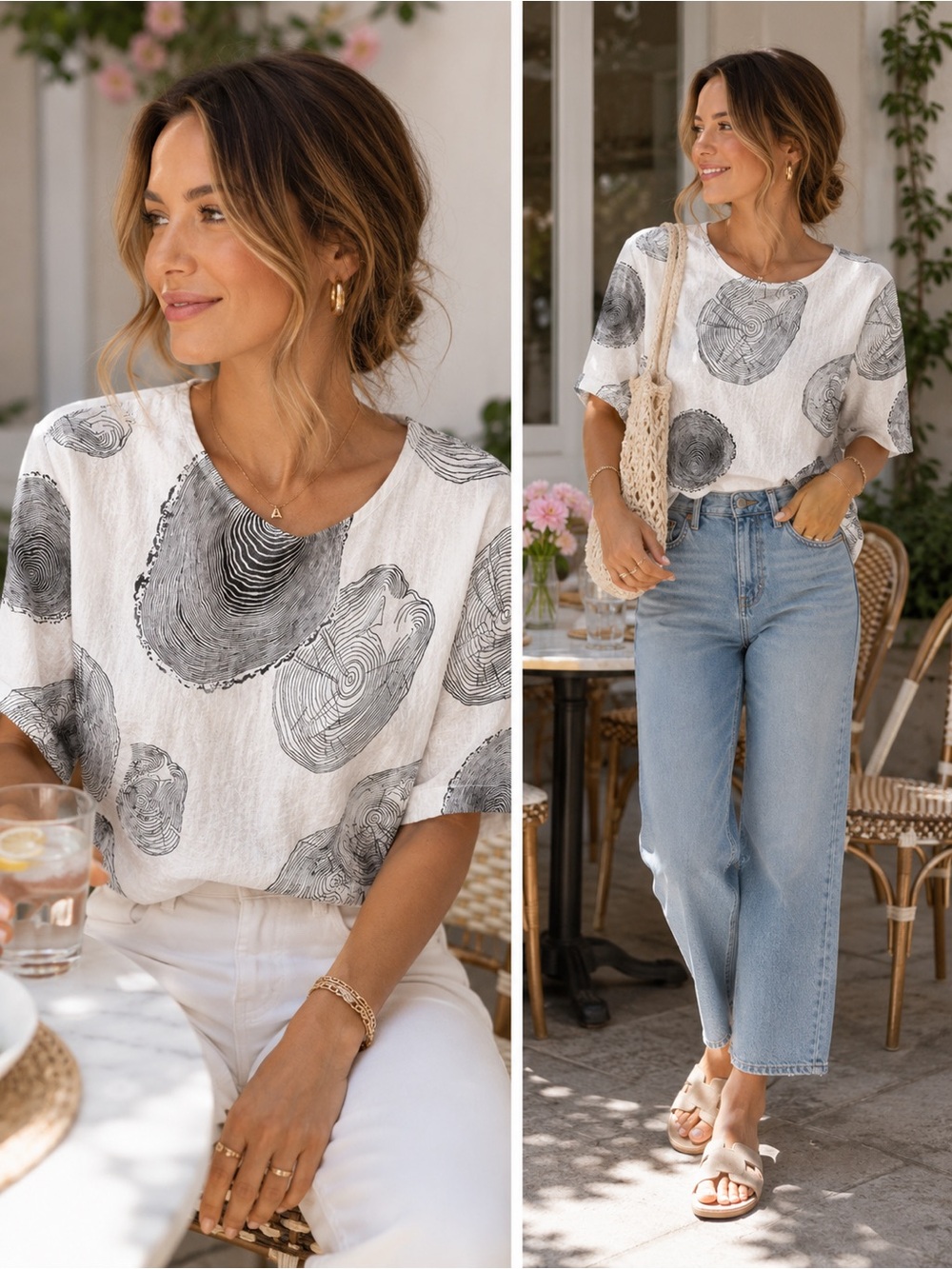 Papillon White Top with Fun Design - S
